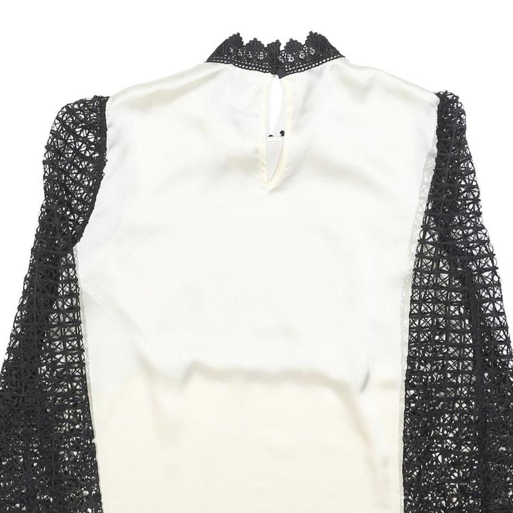 SELF-PORTRAIT Womens Black & White Printed Blouse Long Sleeve High Neck UK 10