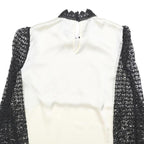 SELF-PORTRAIT Womens Black & White Printed Blouse Long Sleeve High Neck UK 10