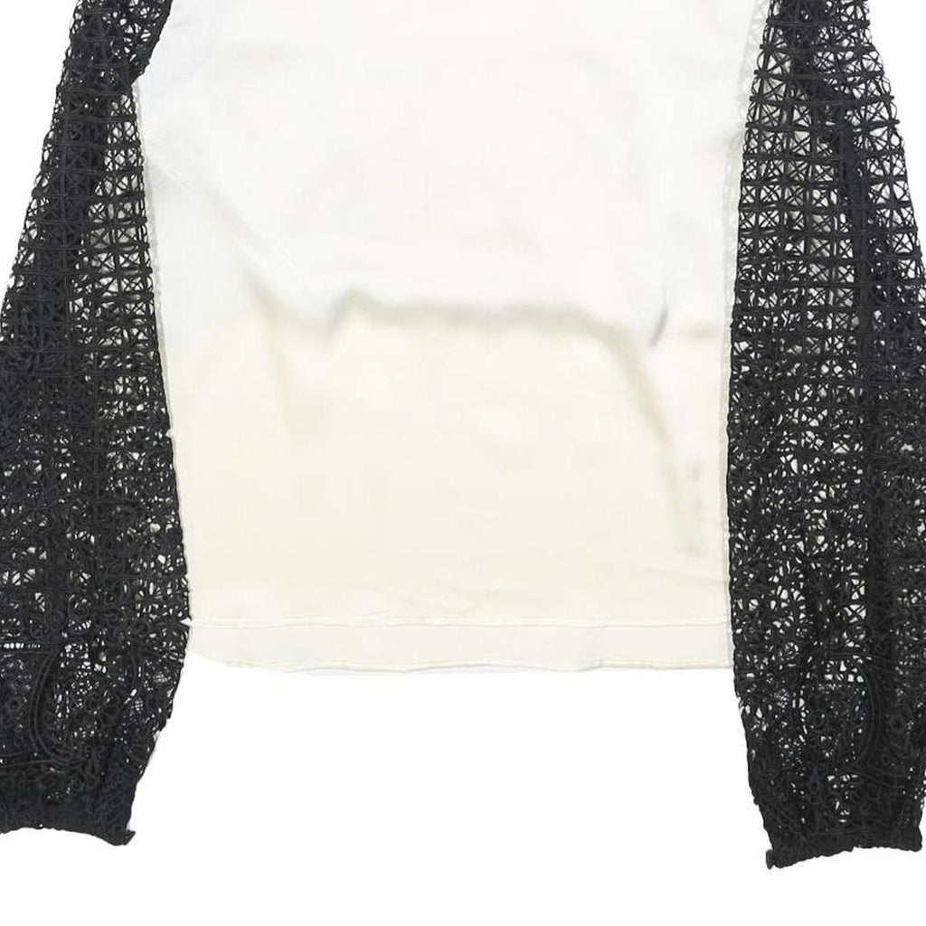 SELF-PORTRAIT Womens Black & White Printed Blouse Long Sleeve High Neck UK 10