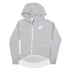 NIKE Womens Grey Hoodie S Cotton Blend Zip Up Lightweight Sweatshirt