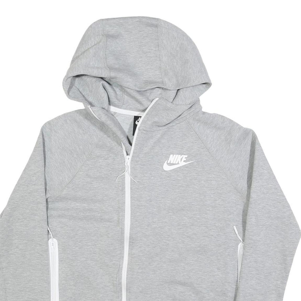 NIKE Womens Grey Hoodie S Cotton Blend Zip Up Lightweight Sweatshirt