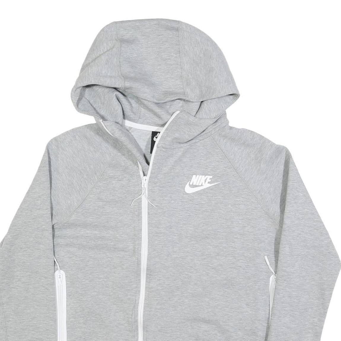 NIKE Womens Grey Hoodie S Cotton Blend Zip Up Lightweight Sweatshirt