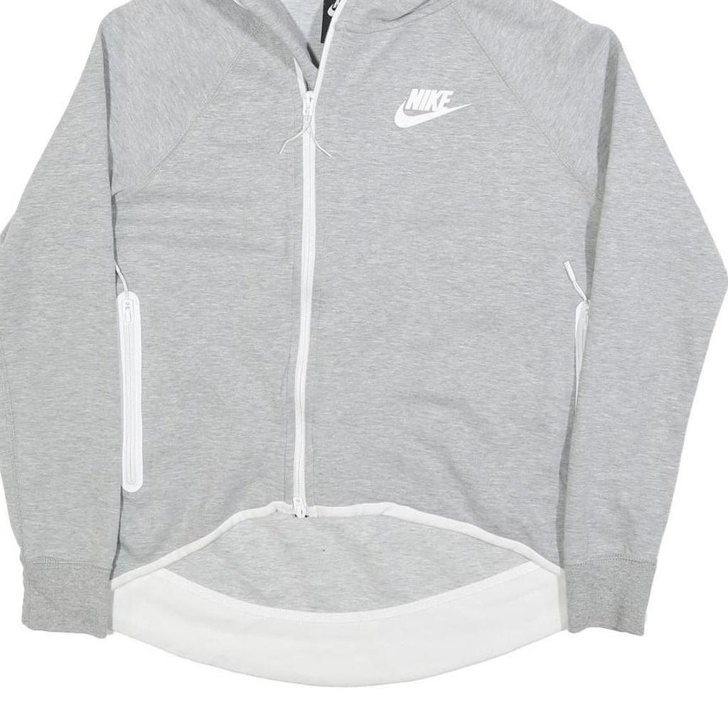 NIKE Womens Grey Hoodie S Cotton Blend Zip Up Lightweight Sweatshirt