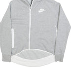 NIKE Womens Grey Hoodie S Cotton Blend Zip Up Lightweight Sweatshirt