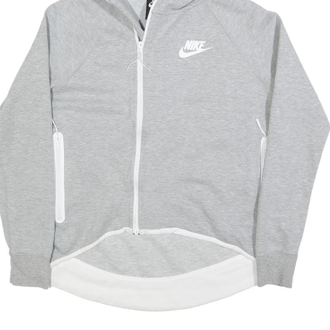 NIKE Womens Grey Hoodie S Cotton Blend Zip Up Lightweight Sweatshirt