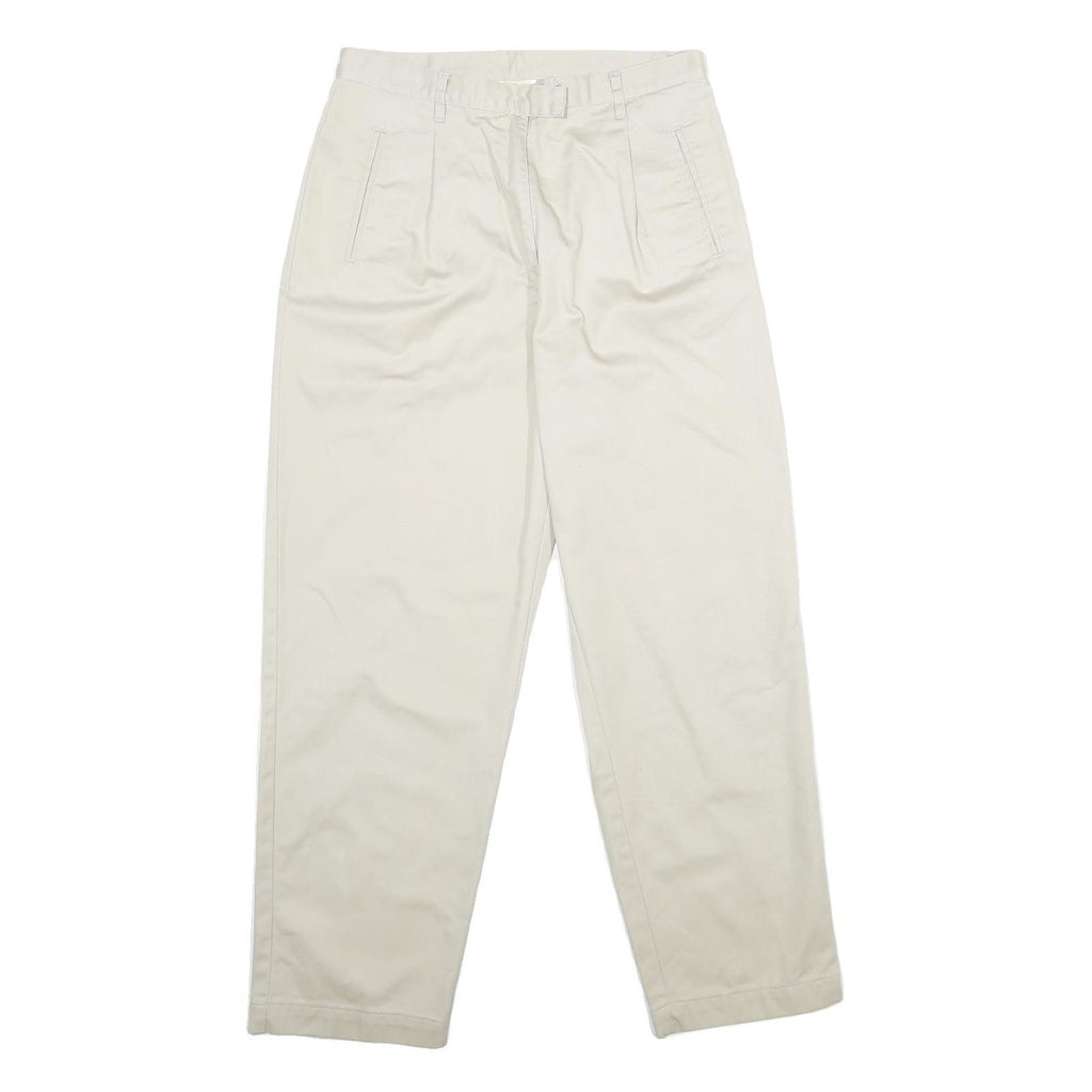 TALBOTS Womens Cotton Classic Beige Zipped Straight Trousers W30 L28