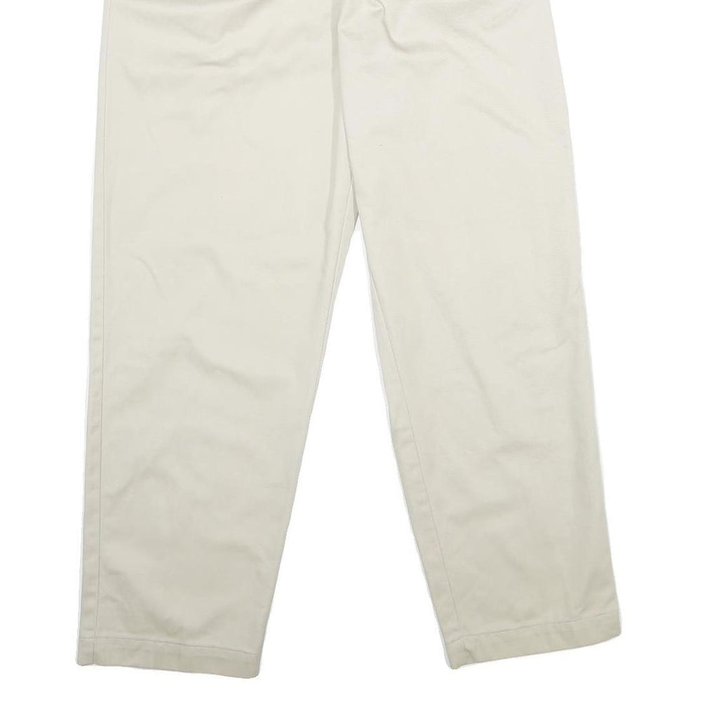 TALBOTS Womens Cotton Classic Beige Zipped Straight Trousers W30 L28