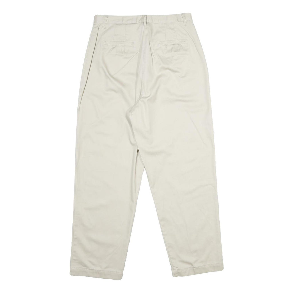 TALBOTS Womens Cotton Classic Beige Zipped Straight Trousers W30 L28