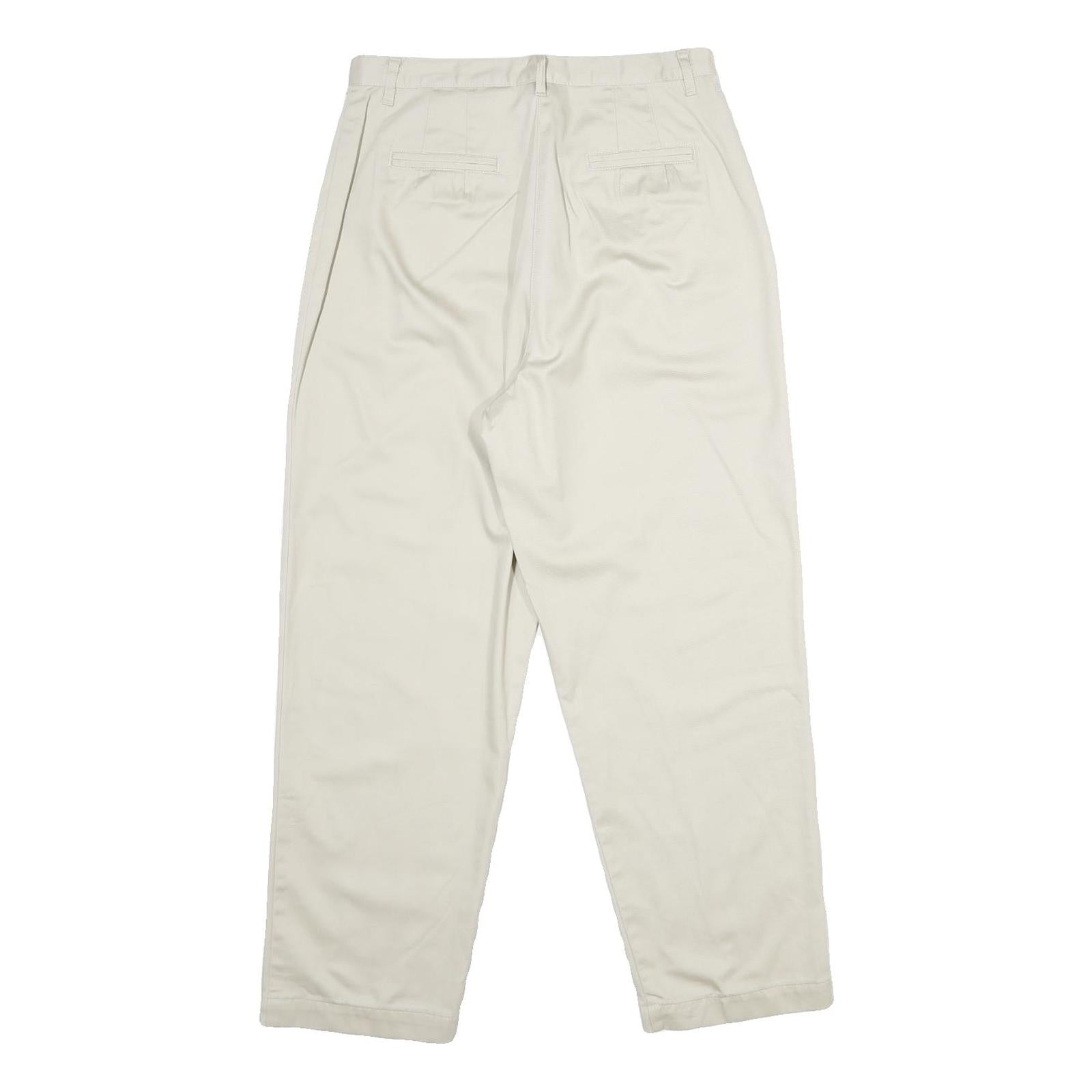 TALBOTS Womens Cotton Classic Beige Zipped Straight Trousers W30 L28