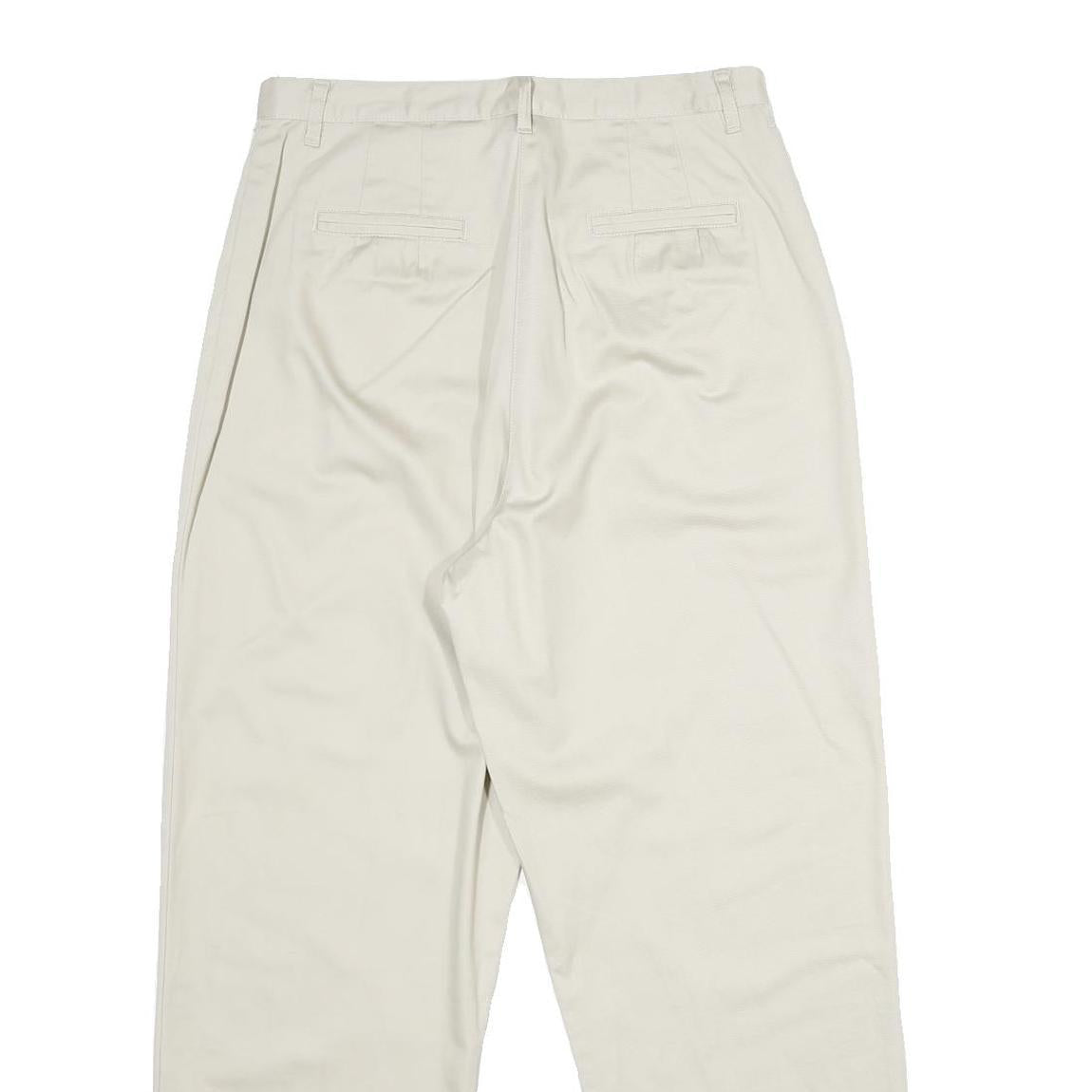 TALBOTS Womens Cotton Classic Beige Zipped Straight Trousers W30 L28