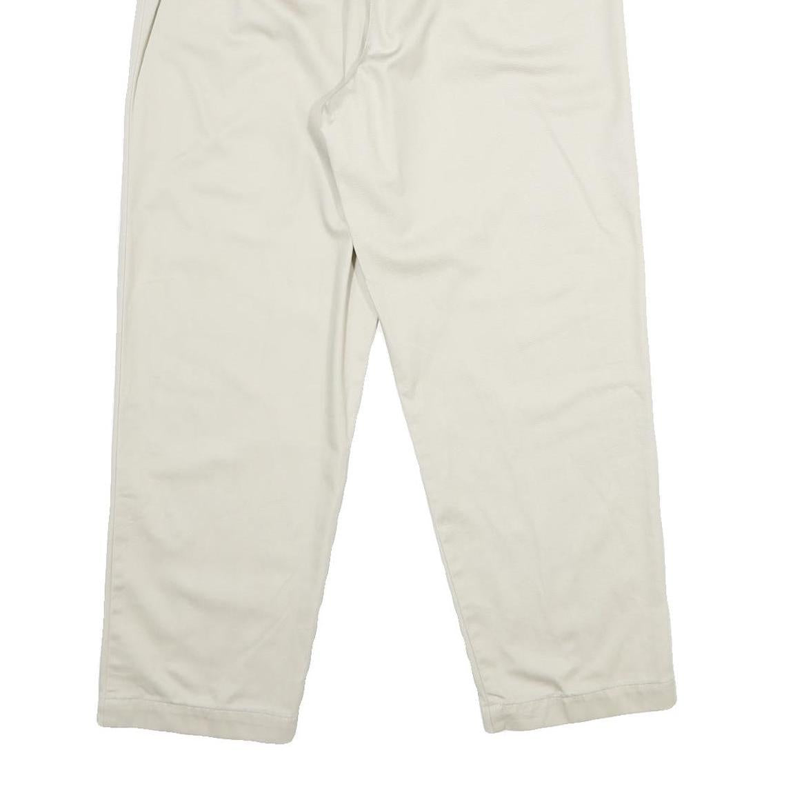 TALBOTS Womens Cotton Classic Beige Zipped Straight Trousers W30 L28