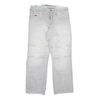 MAD SOUL Mens Regular Fit Light Grey Denim Jeans W36 L30 Zip Closure Casual