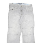 MAD SOUL Mens Regular Fit Light Grey Denim Jeans W36 L30 Zip Closure Casual