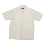 PRIORITY Mens Beige Shirt L Linen Blend Casual Short Sleeve Summer Shirt