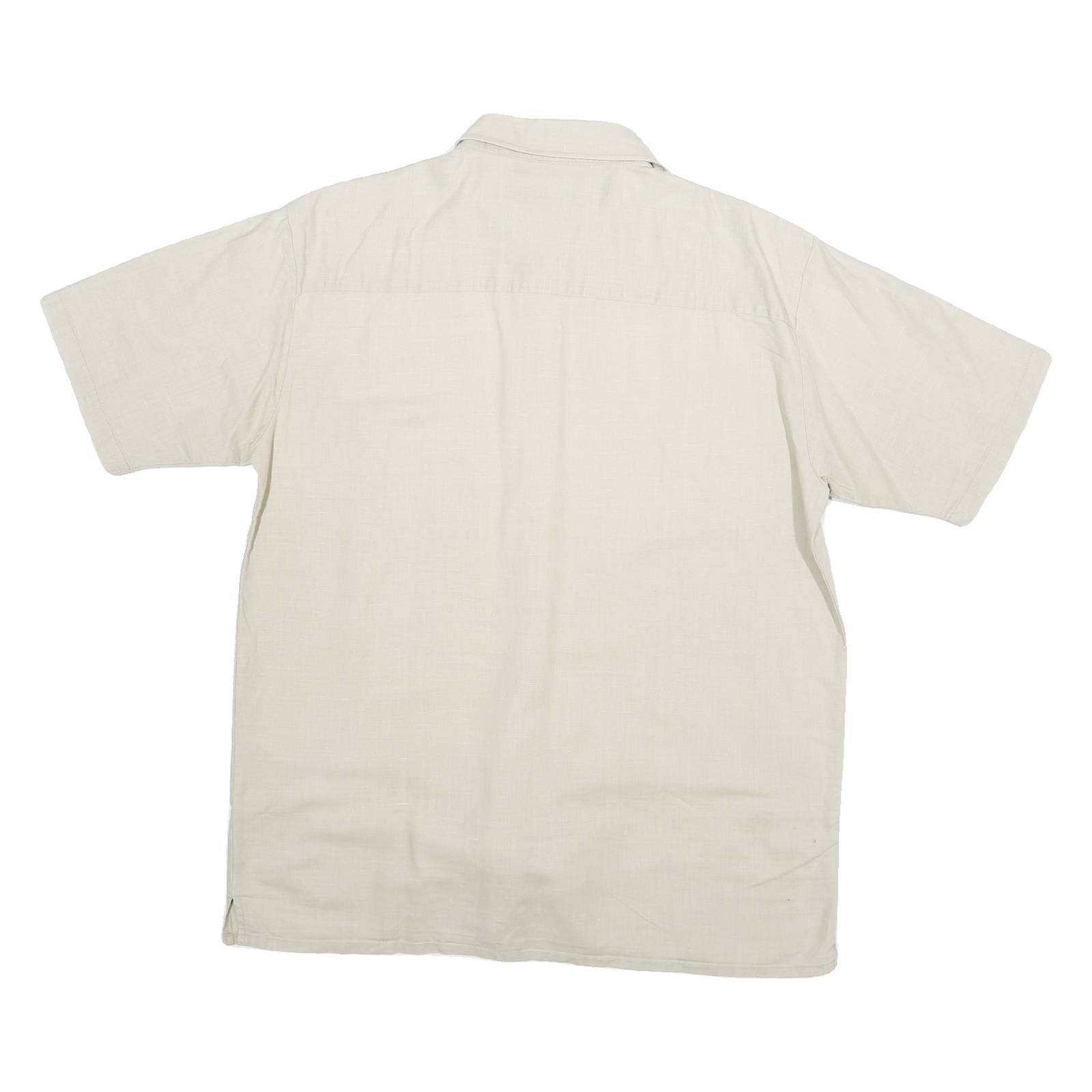 PRIORITY Mens Beige Shirt L Linen Blend Casual Short Sleeve Summer Shirt