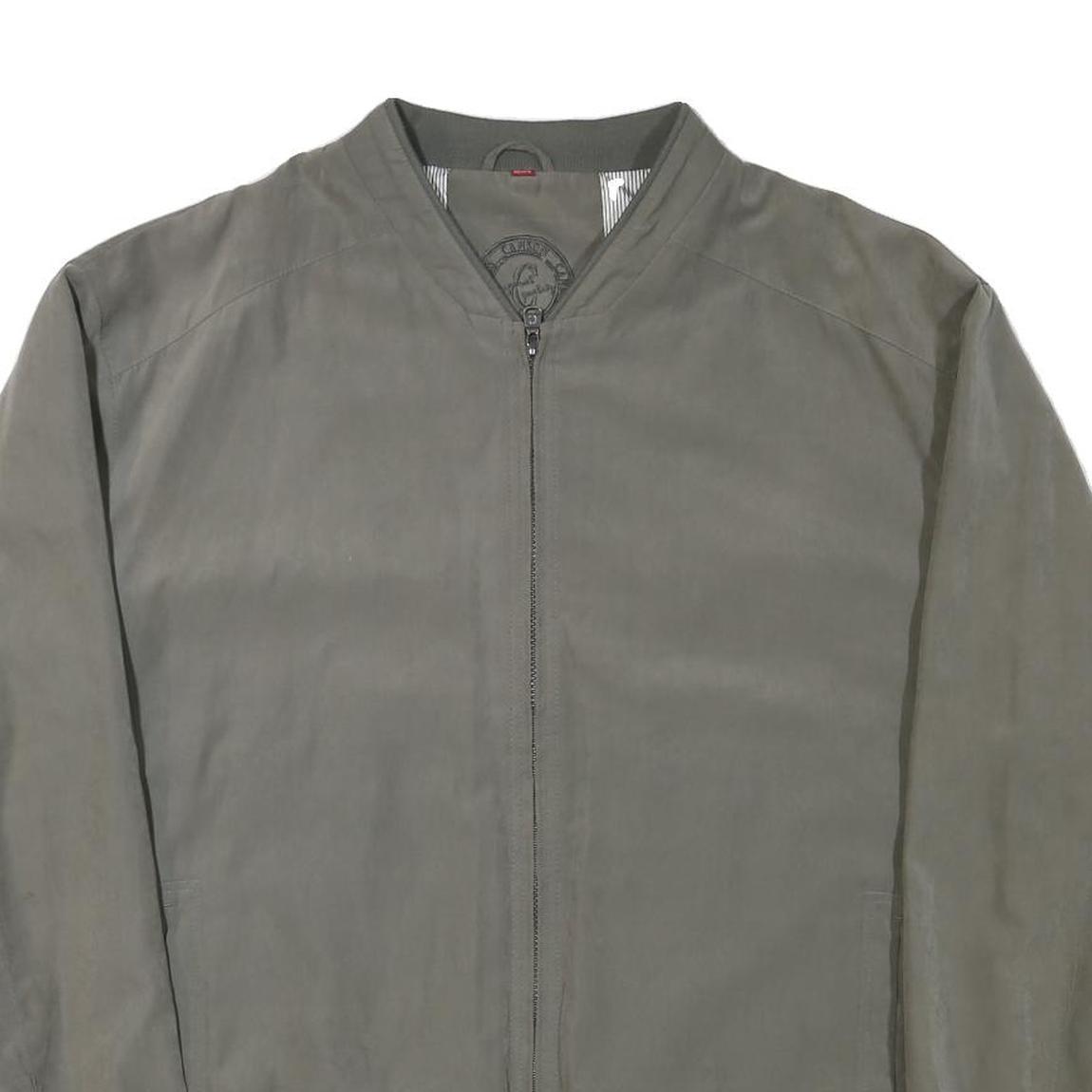 CANSON Mens Grey Bomber Jacket 2XL Polyester Blend Zip Closure Plain