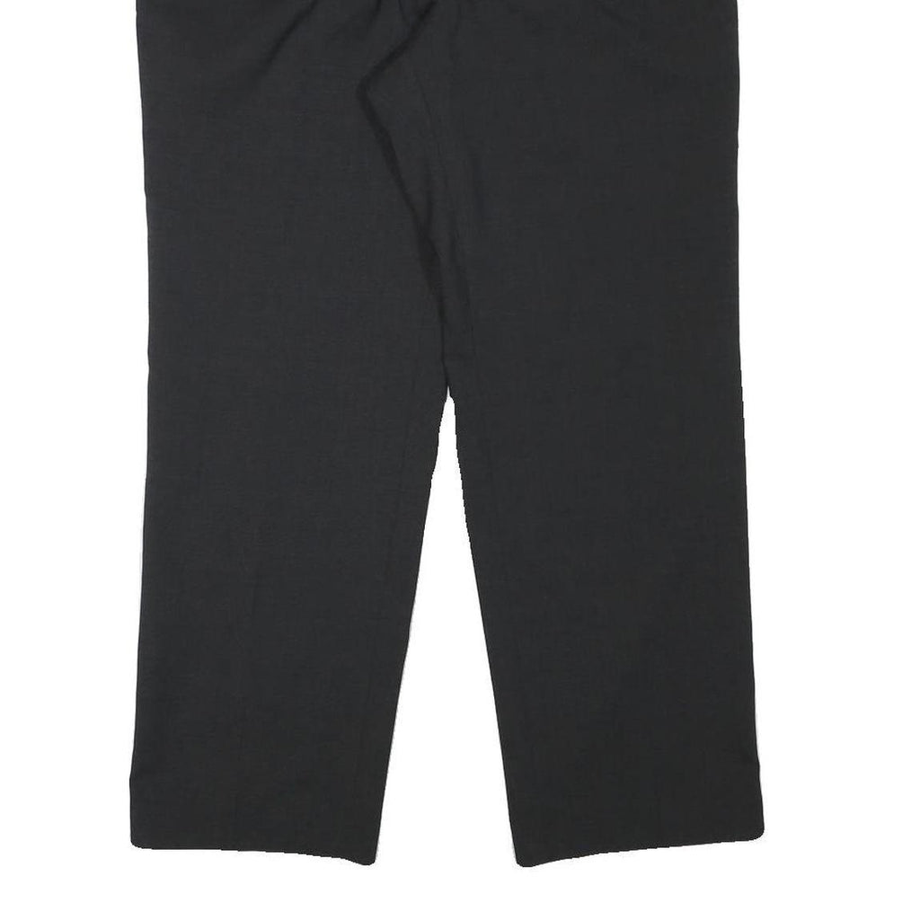 HAGMAN Mens Wool Blend Black Regular Fit Straight Leg Trousers W34 L28 Smart