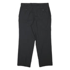 HAGMAN Mens Wool Blend Black Regular Fit Straight Leg Trousers W34 L28 Smart