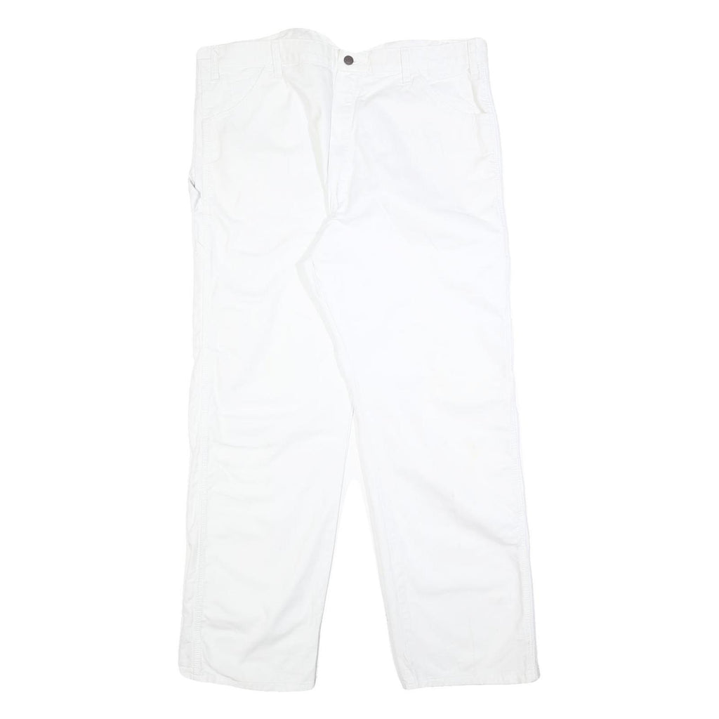 DICKIES Mens Cotton White Relaxed Straight Trousers W38 L32 Workwear Utility