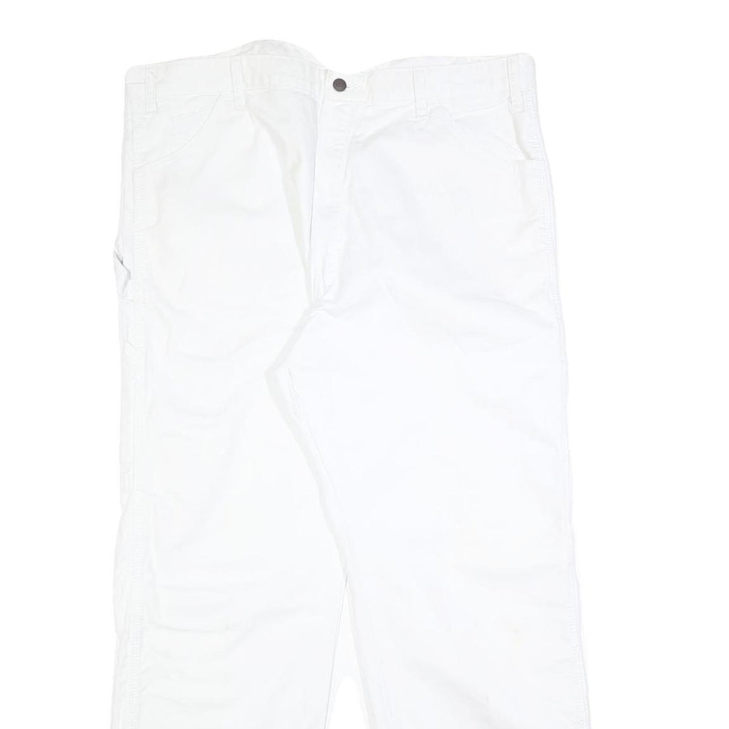 DICKIES Mens Cotton White Relaxed Straight Trousers W38 L32 Workwear Utility