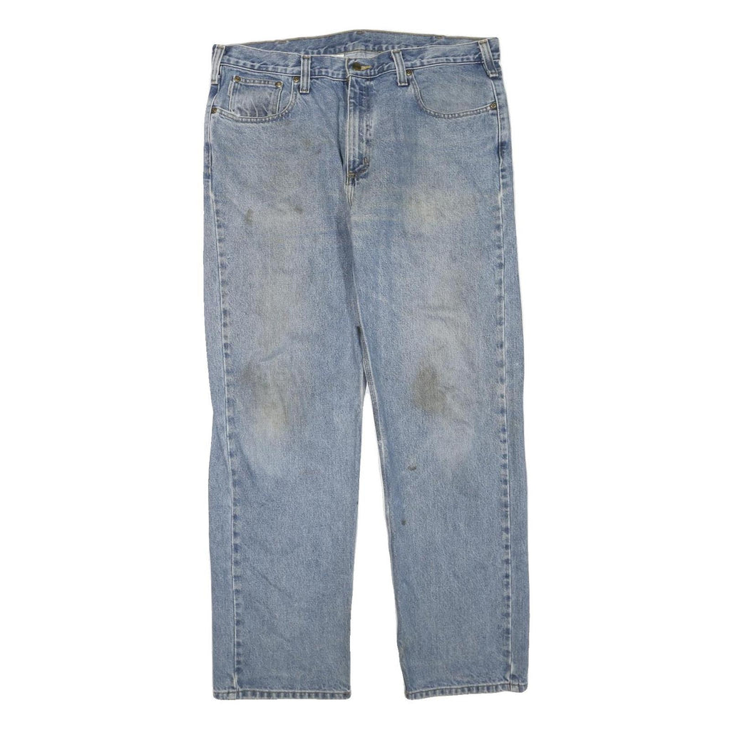 CARHARTT Mens Regular Fit Blue Denim Jeans W38 L32 Workwear Zip Closure Casual