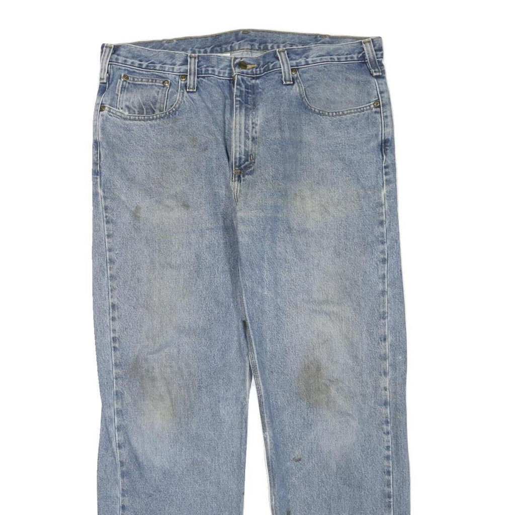 CARHARTT Mens Regular Fit Blue Denim Jeans W38 L32 Workwear Zip Closure Casual