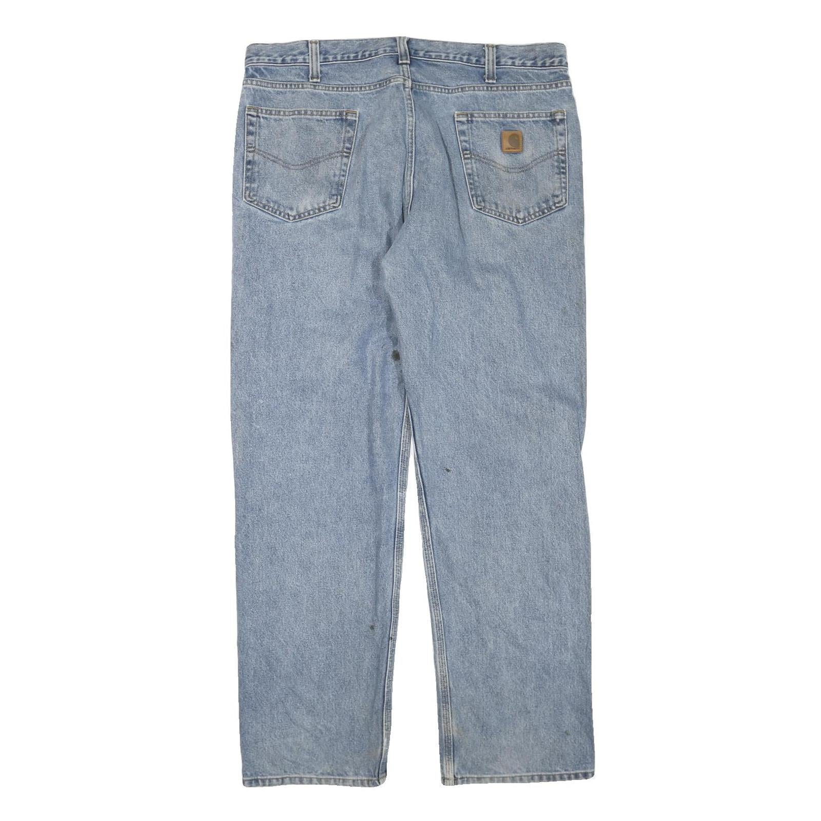 CARHARTT Mens Regular Fit Blue Denim Jeans W38 L32 Workwear Zip Closure Casual