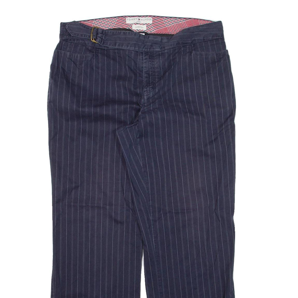 TOMMY HILFIGER Pinstripe Womens Trousers Blue Loose Straight W35 L30