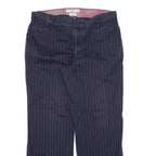 TOMMY HILFIGER Pinstripe Womens Trousers Blue Loose Straight W35 L30