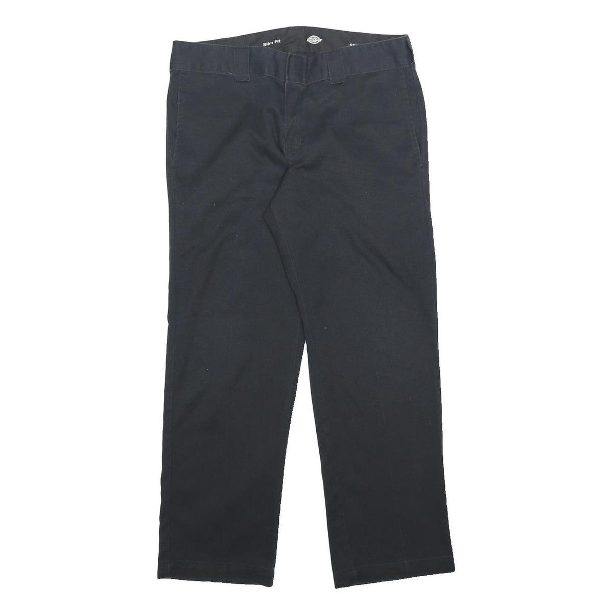 DICKIES Mens Slim Fit Black Cotton Blend Slim Trousers W34 L29 Workwear Casual