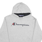 CHAMPION Mens Grey Hoodie M Cotton Blend Pullover Logo Print