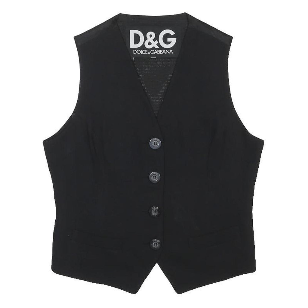 DOLCE & GABBANA Womens Black Wool Blend Tailored Jacket S Button Plain Elegant