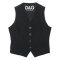 DOLCE & GABBANA Womens Black Wool Blend Tailored Jacket S Button Plain Elegant