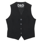 DOLCE & GABBANA Womens Black Wool Blend Tailored Jacket S Button Plain Elegant