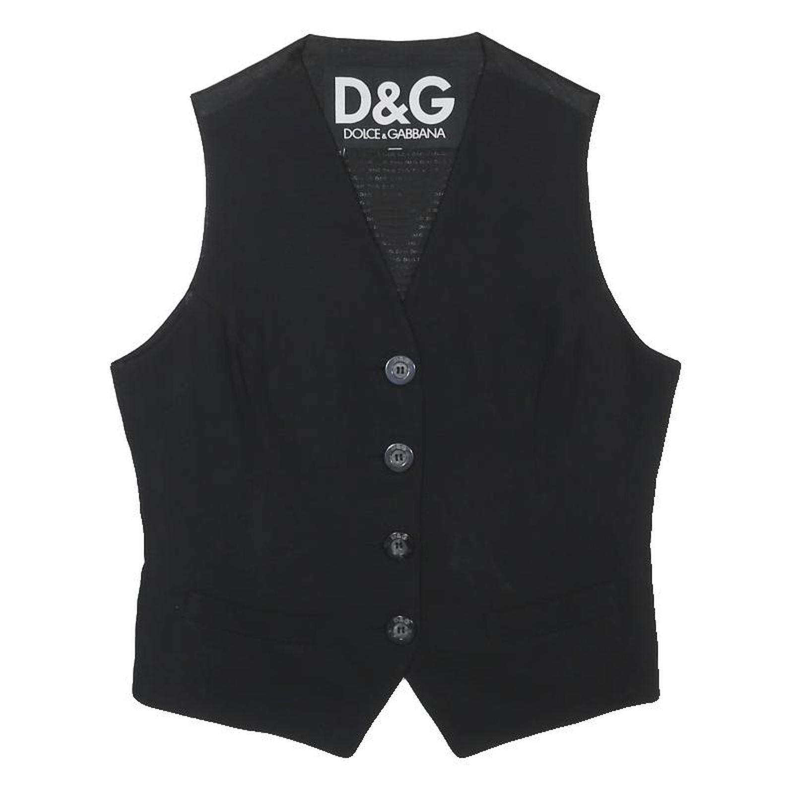 DOLCE & GABBANA Womens Black Wool Blend Tailored Jacket S Button Plain Elegant
