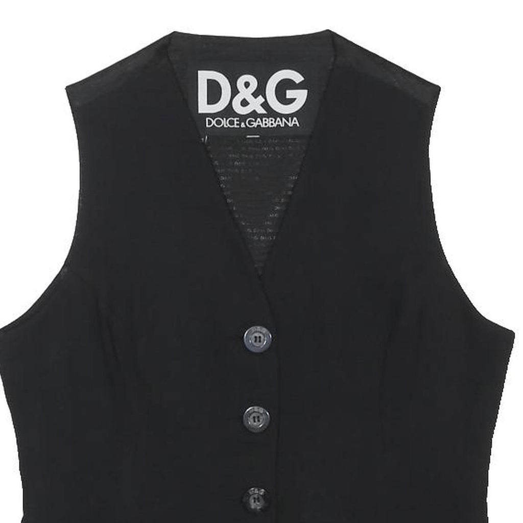 DOLCE & GABBANA Womens Black Wool Blend Tailored Jacket S Button Plain Elegant