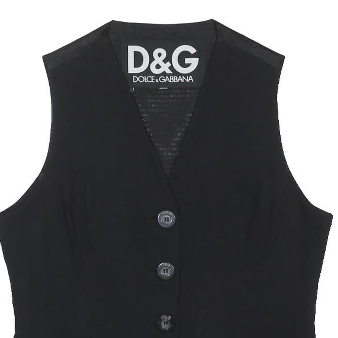 DOLCE & GABBANA Womens Black Wool Blend Tailored Jacket S Button Plain Elegant