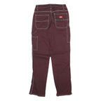 DICKIES Womens Jeans Burgundy Slim Straight Cotton Blend W26 L29 Workwear Style