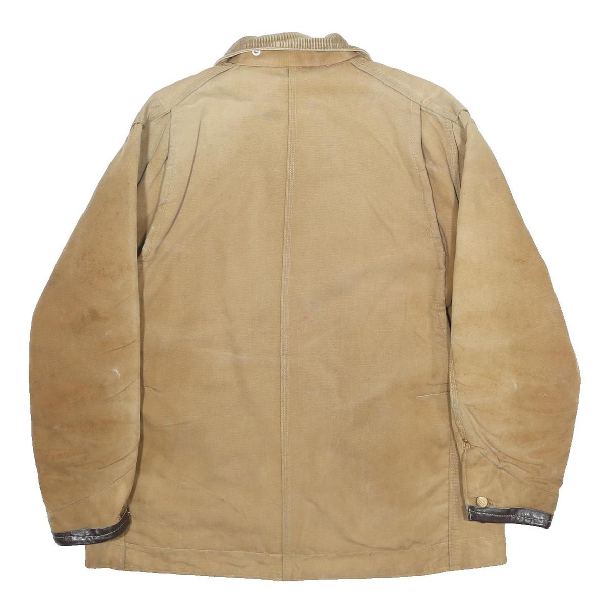 CARHARTT Mens Beige Workwear Jacket M Cotton Blend Canvas Button Closure Utility