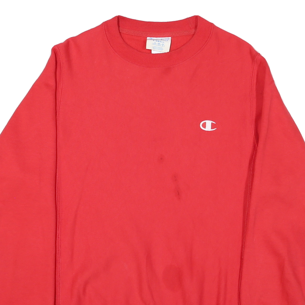 CHAMPION Mens Red Crew Neck XS Sweatshirt Cotton Blend Logo Embroidered