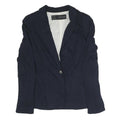 ZARA Womens Navy Blue Jacket XS Polyester Blend Button Plain Stylish Casual