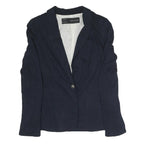 ZARA Womens Navy Blue Jacket XS Polyester Blend Button Plain Stylish Casual