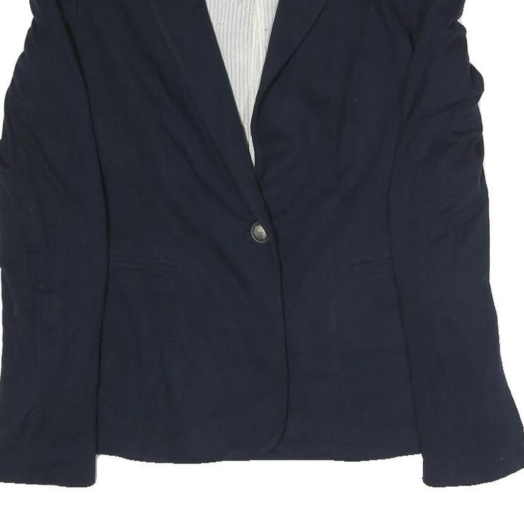 ZARA Womens Navy Blue Jacket XS Polyester Blend Button Plain Stylish Casual