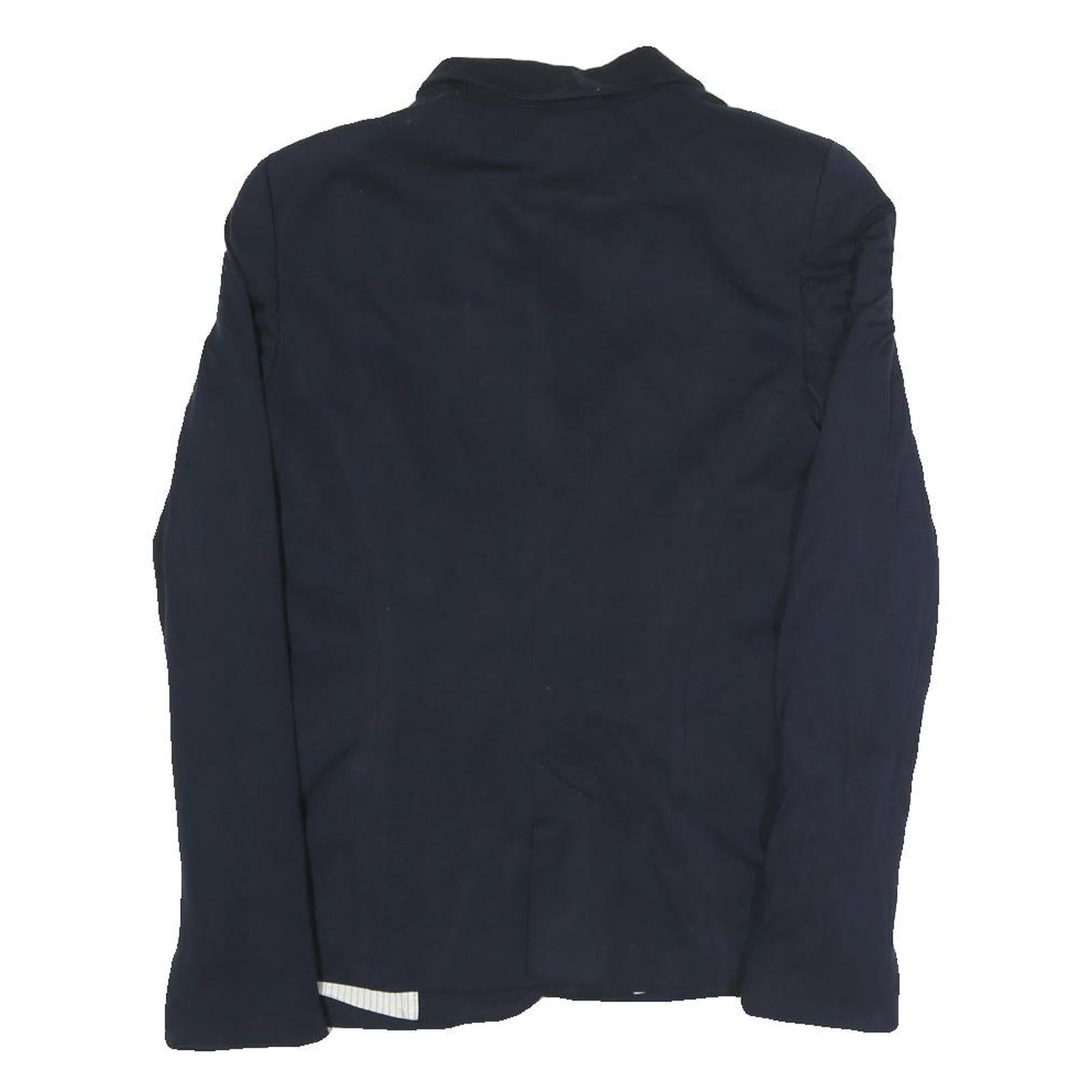 ZARA Womens Navy Blue Jacket XS Polyester Blend Button Plain Stylish Casual