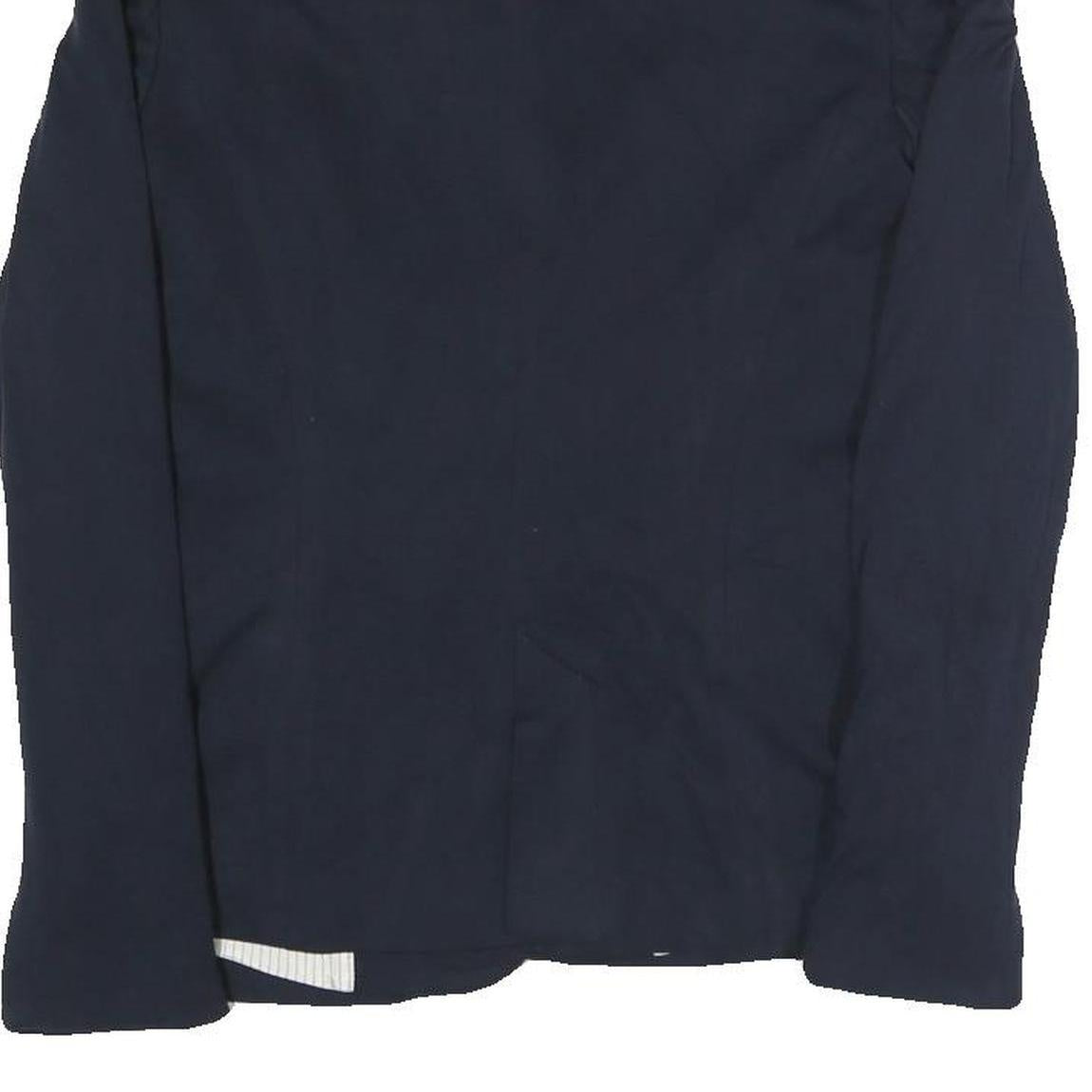 ZARA Womens Navy Blue Jacket XS Polyester Blend Button Plain Stylish Casual