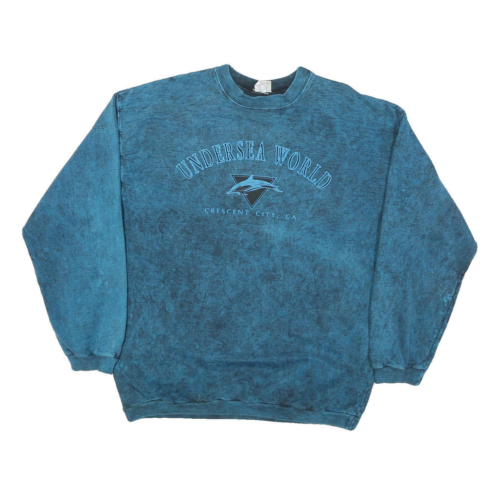SUNSHINE Mens Blue Undersea World Crew Neck XL Cotton Blend Sweatshirt