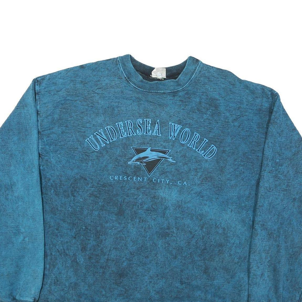 SUNSHINE Mens Blue Undersea World Crew Neck XL Cotton Blend Sweatshirt