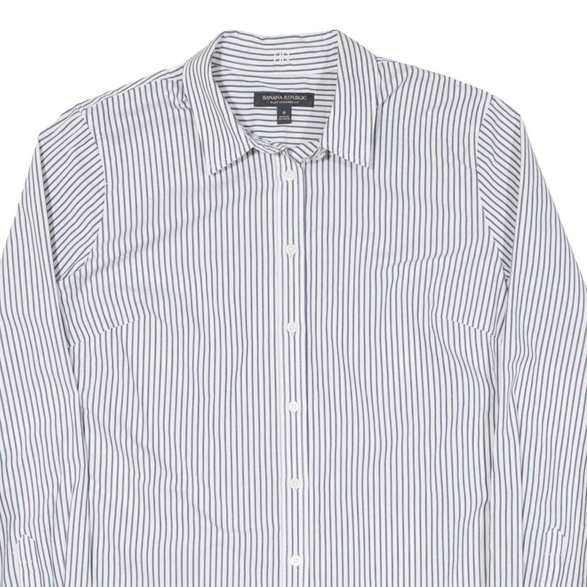 BANANA REPUBLIC Riley Tailored Fit Womens Shirt Grey Striped Long Sleeve S