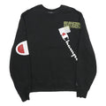 CHAMPION Mens Black Cotton Blend Crew Neck Sweatshirt M Printed Logo Graphic