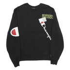 CHAMPION Mens Black Cotton Blend Crew Neck Sweatshirt M Printed Logo Graphic